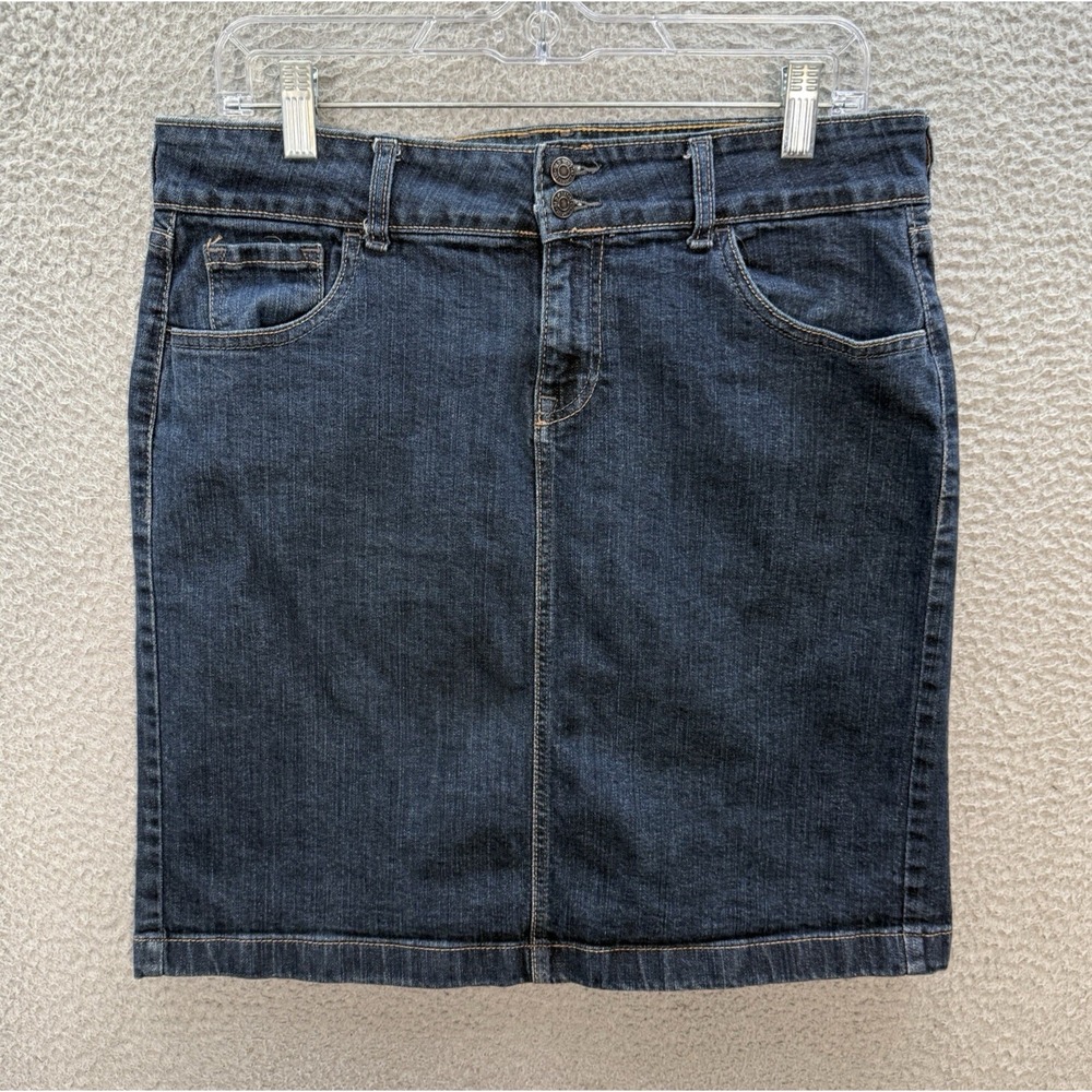 Old Navy Skirt Womens 12 Blue Denim Perfect Pencil Knee‎ Length Preppy Casual